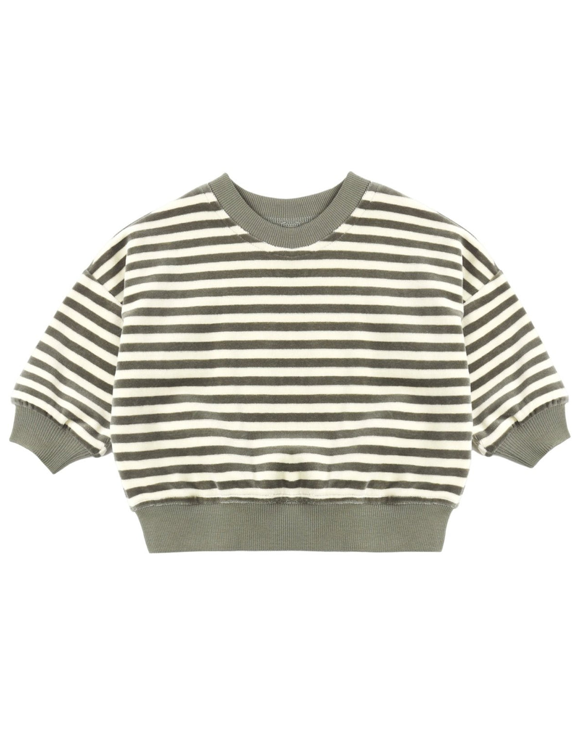 Quincy Mae Velour Relaxed Sweatshirt and Sweatpant, Set, Spruce Stripe - Flying Ryno