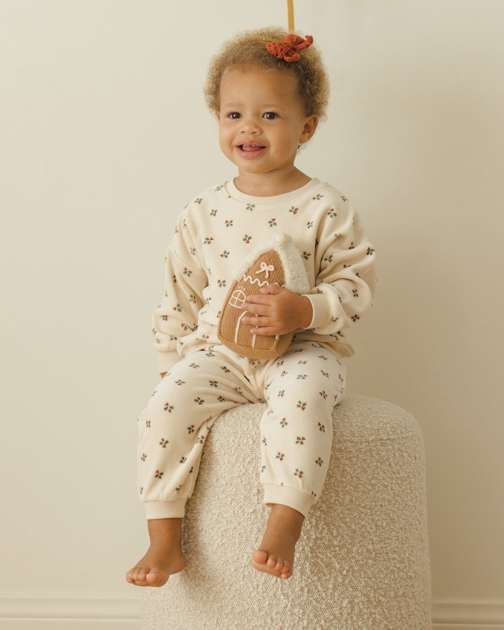 Quincy Mae Velour Relaxed Sweatshirt + Sweatpant Set, Holly Berry - Flying Ryno