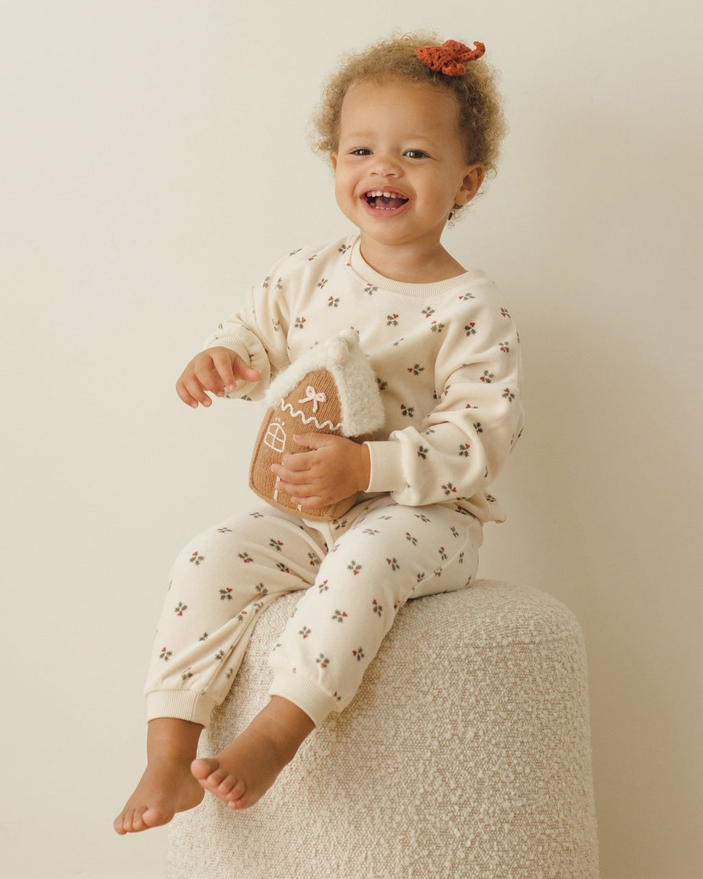 Quincy Mae Velour Relaxed Sweatshirt + Sweatpant Set, Holly Berry - Flying Ryno