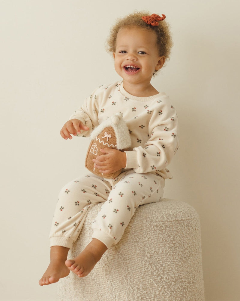 Quincy Mae Velour Relaxed Sweatshirt + Sweatpant Set, Holly Berry - Flying Ryno