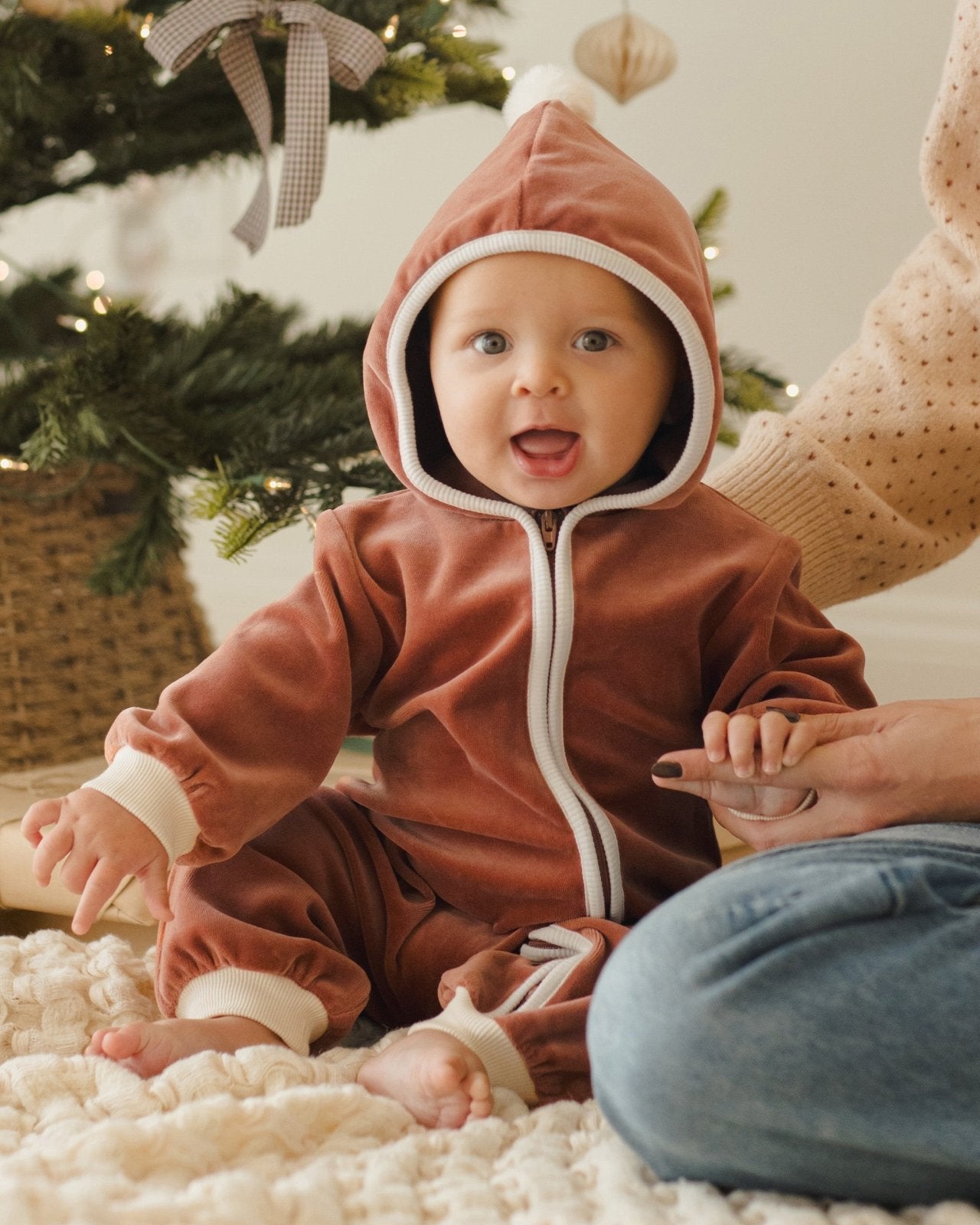 Quincy Mae Velour Zip Jumpsuit, Cranberry - Flying Ryno