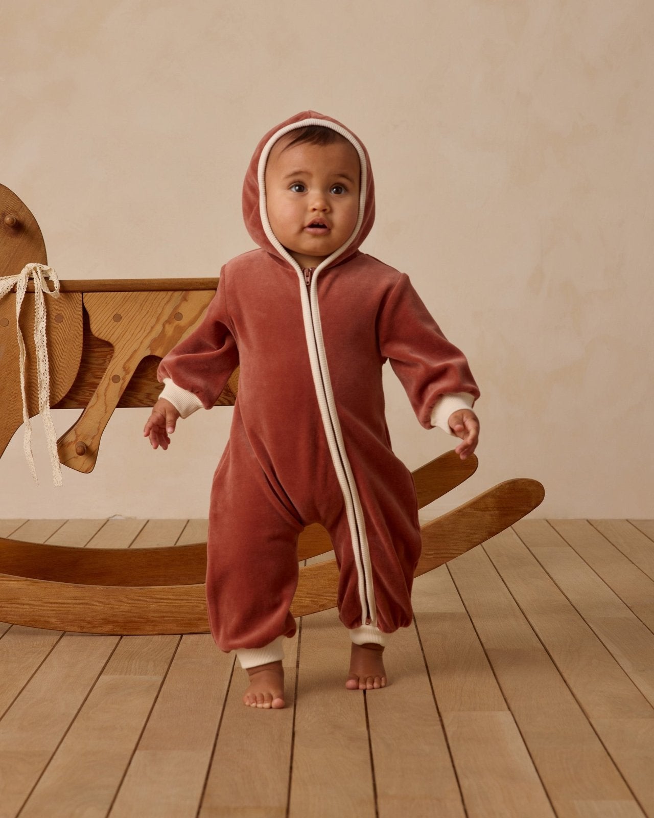 Quincy Mae Velour Zip Jumpsuit, Cranberry - Flying Ryno