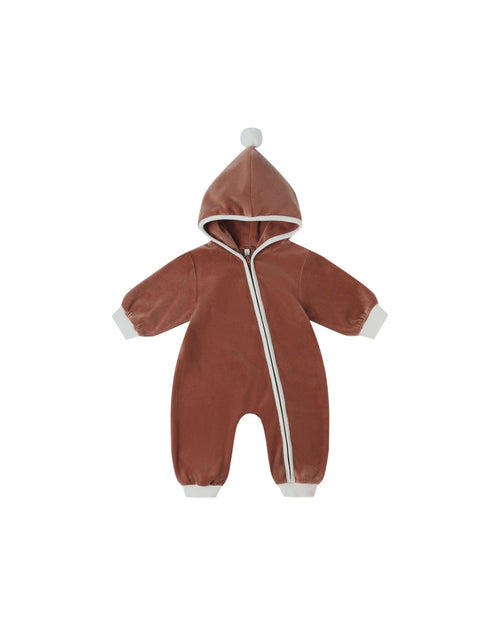 Quincy Mae Velour Zip Jumpsuit, Cranberry - Flying Ryno