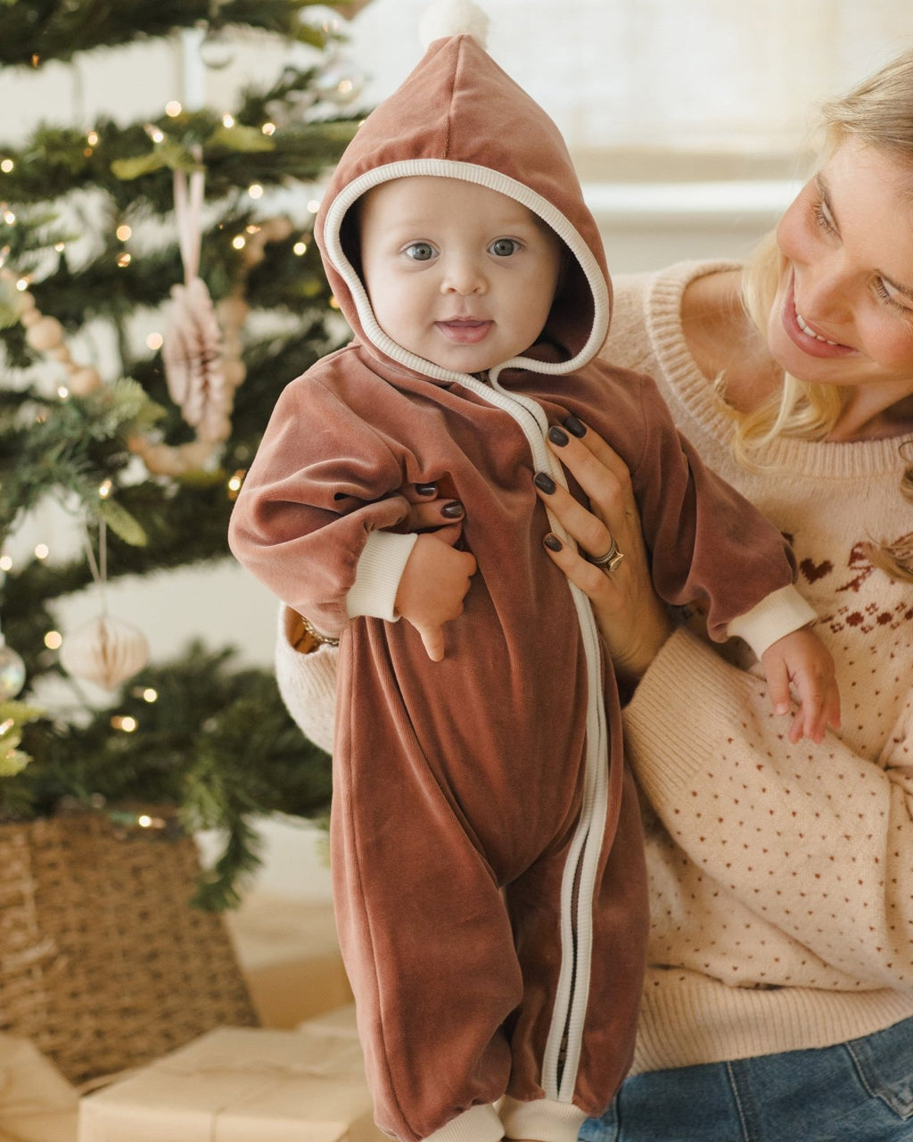 Quincy Mae Velour Zip Jumpsuit, Cranberry - Flying Ryno