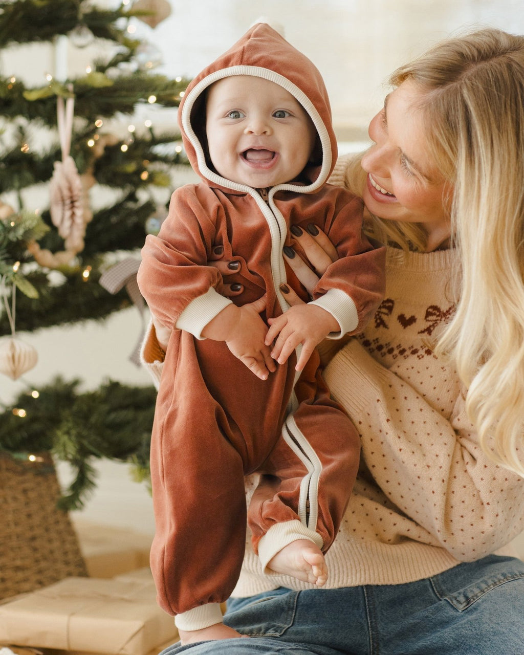 Quincy Mae Velour Zip Jumpsuit, Cranberry - Flying Ryno