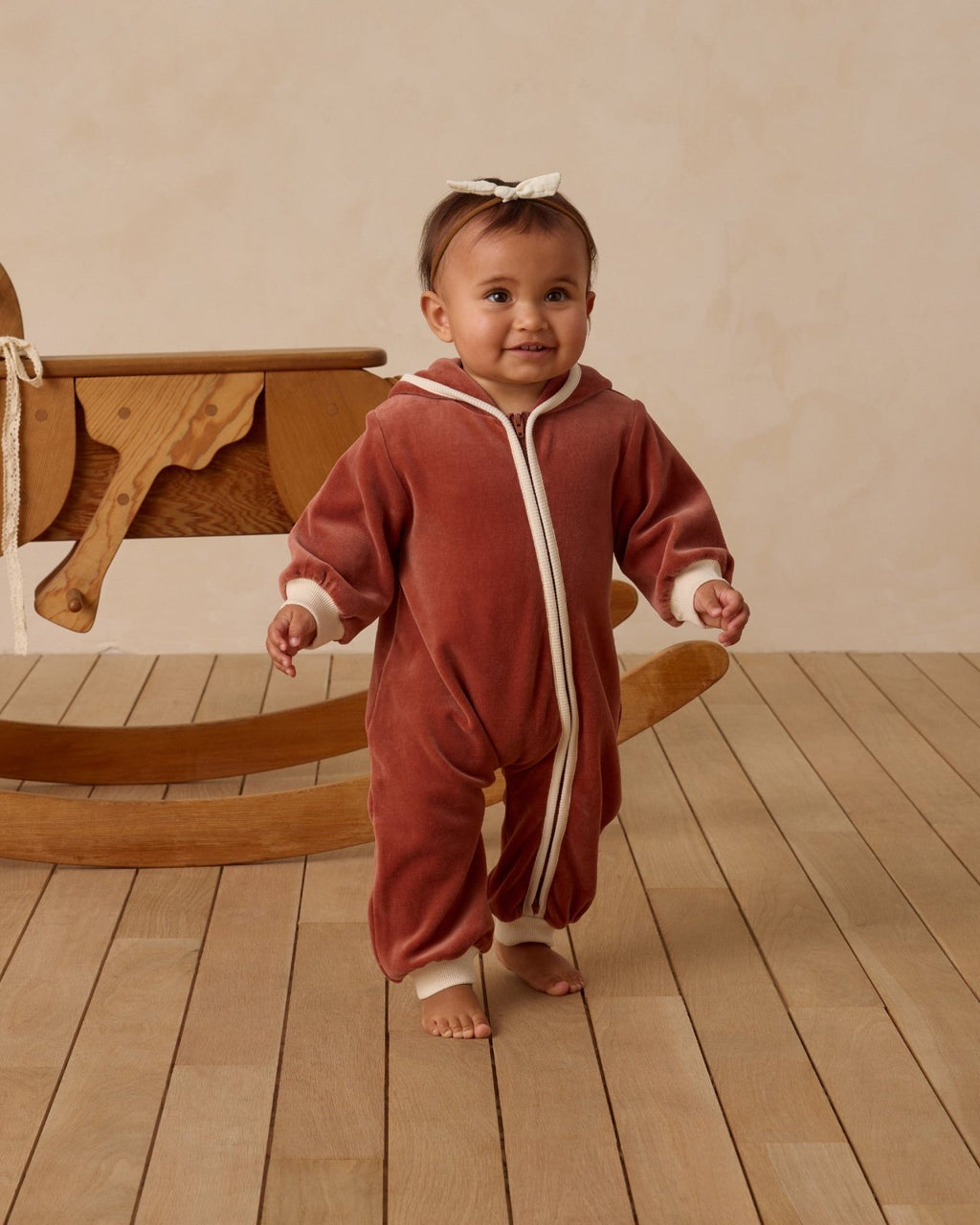 Quincy Mae Velour Zip Jumpsuit, Cranberry - Flying Ryno