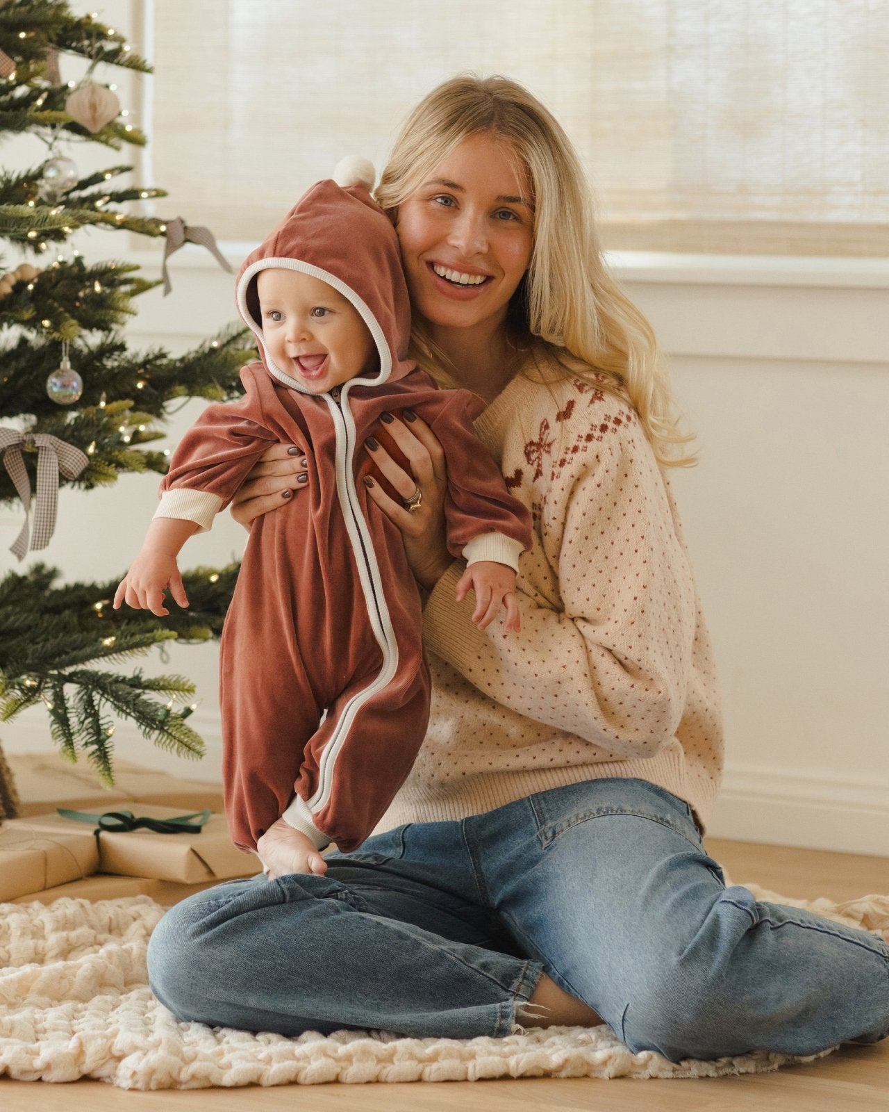 Quincy Mae Velour Zip Jumpsuit, Cranberry - Flying Ryno