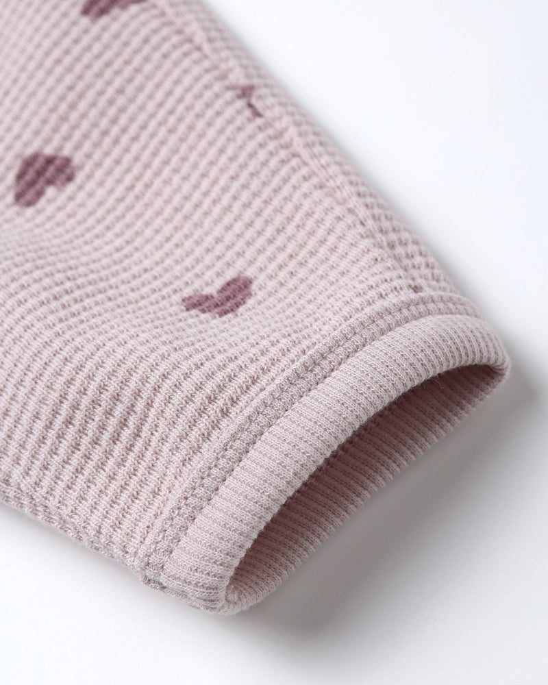 Quincy Mae Waffle Slouch Set, Hearts - Flying Ryno
