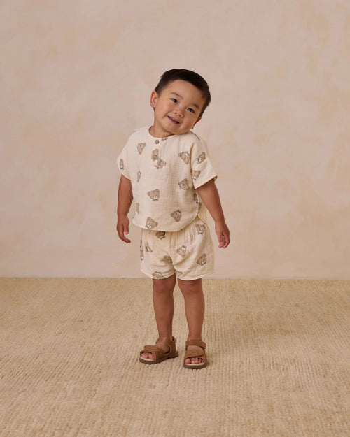 Quincy Mae Woven Boxy Top and Short Set, Teddy - Flying Ryno