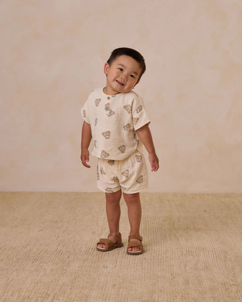 Quincy Mae Woven Boxy Top and Short Set, Teddy - Flying Ryno