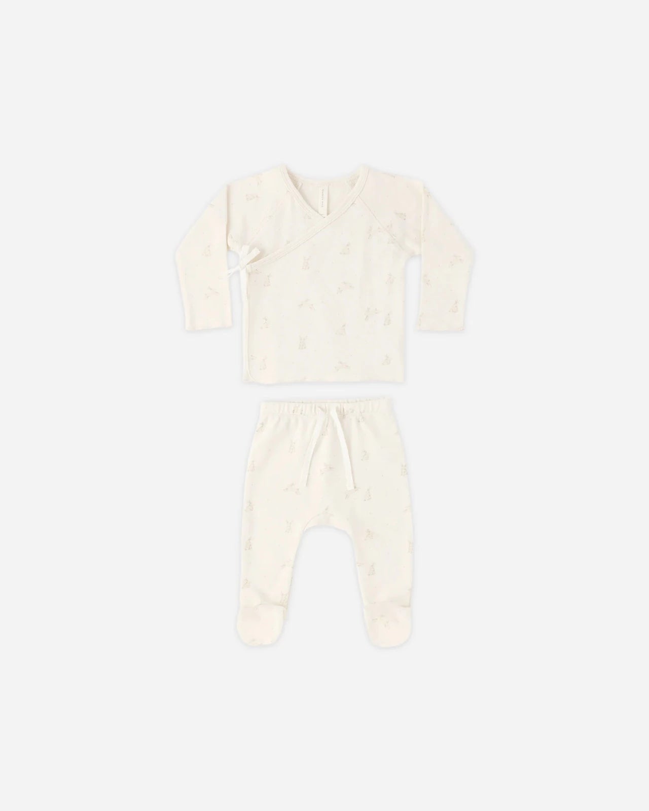 Quincy Mae Wrap Top and Footed Pant Set, Bunnies - Flying Ryno