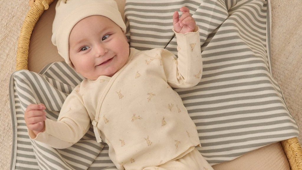 Quincy Mae Wrap Top and Footed Pant Set, Bunnies - Flying Ryno