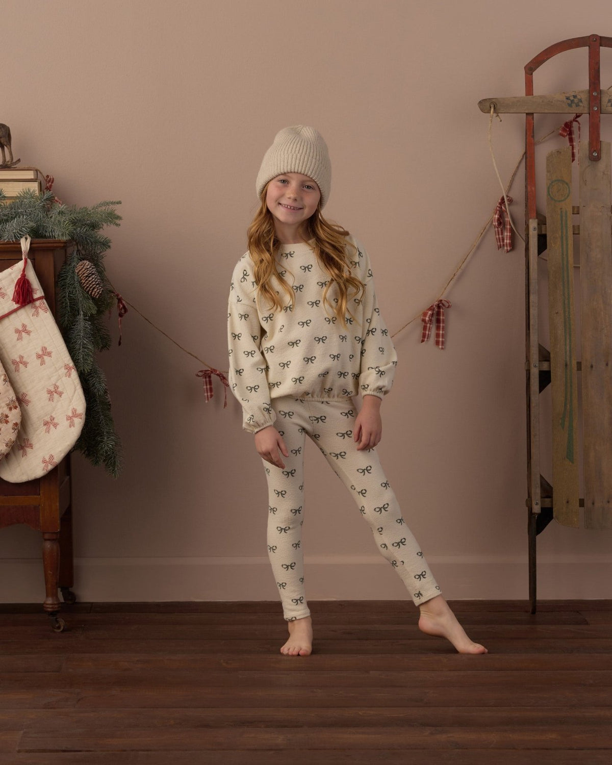 Rylee and Cru Spongey Knit Set, Evergreen Bows - Flying Ryno
