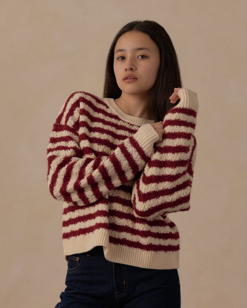 Rylee and Cru Teen Carolina Sweater, Ruby Stripe - Flying Ryno