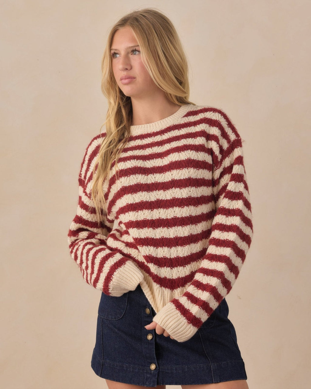 Rylee and Cru Teen Carolina Sweater, Ruby Stripe - Flying Ryno