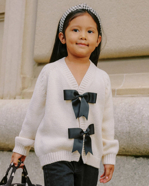 Rylee + Cru Bow Cardigan, Natural - Flying Ryno