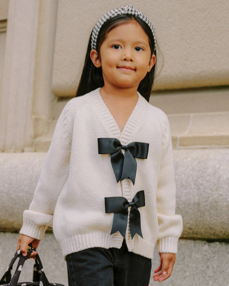 Rylee + Cru Bow Cardigan, Natural - Flying Ryno