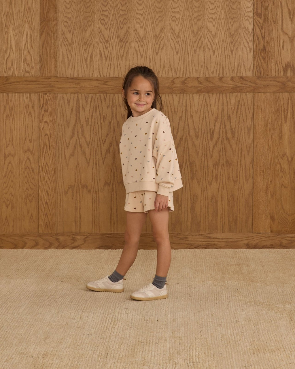 Rylee + Cru Boxy Pullover and Track Shorts Set, Hearts - Flying Ryno