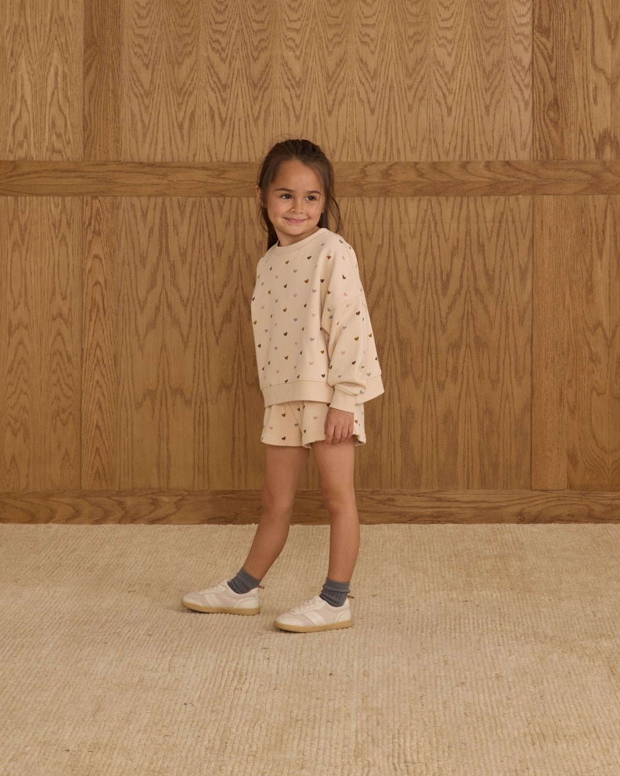 Rylee + Cru Boxy Pullover and Track Shorts Set, Hearts - Flying Ryno