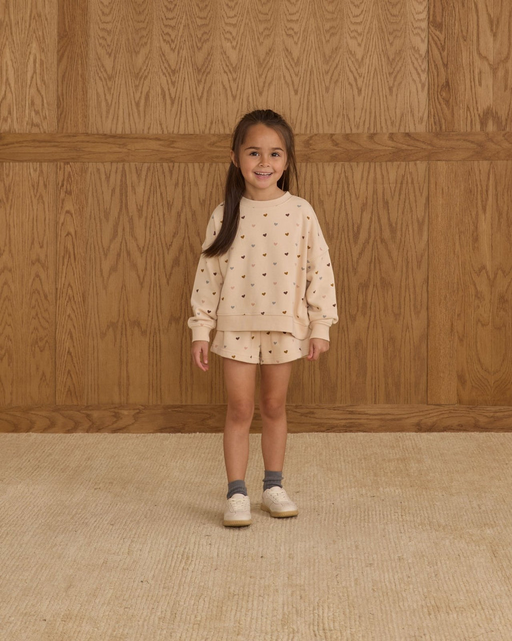 Rylee + Cru Boxy Pullover and Track Shorts Set, Hearts - Flying Ryno