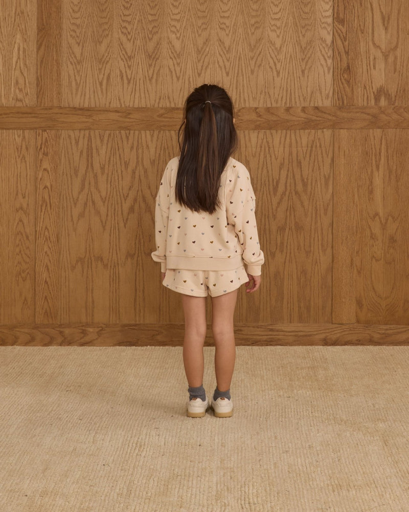 Rylee + Cru Boxy Pullover and Track Shorts Set, Hearts - Flying Ryno