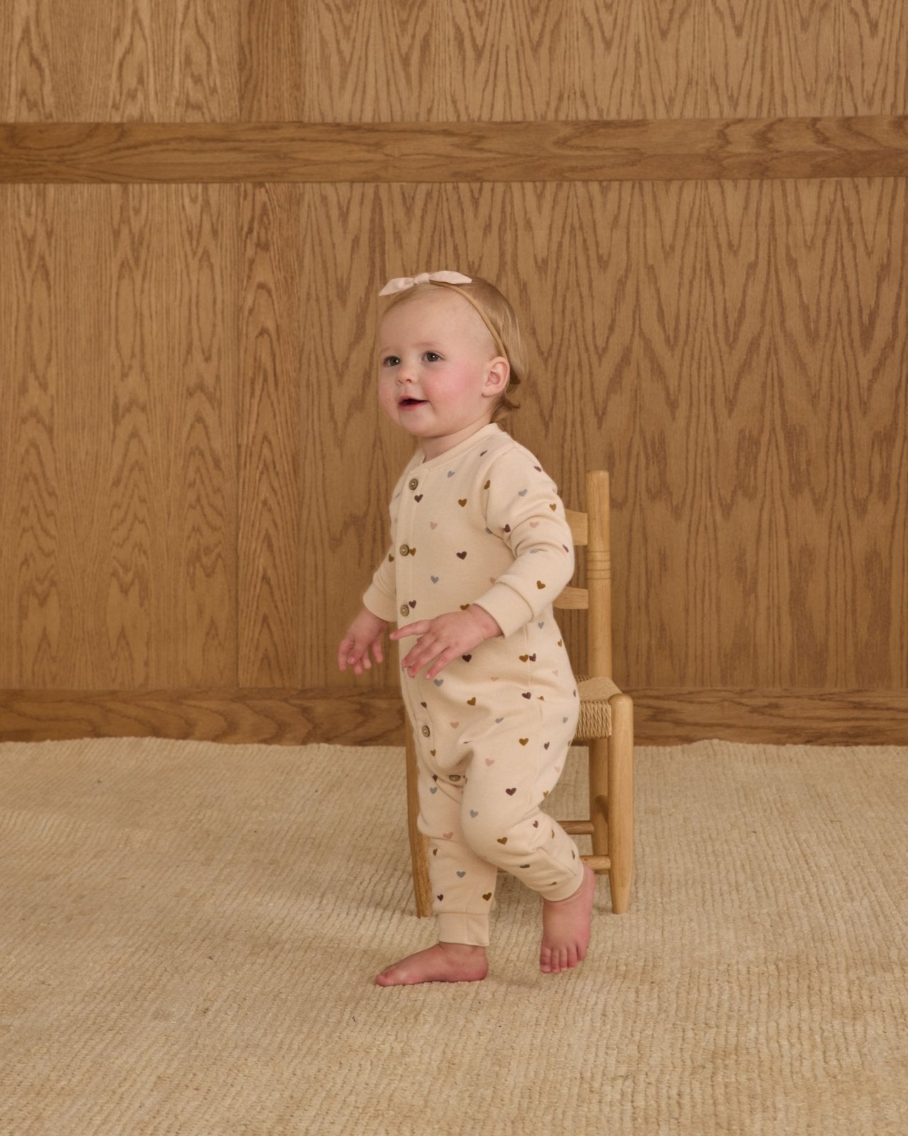 Rylee + Cru Button Down Jumpsuit, Hearts - Flying Ryno