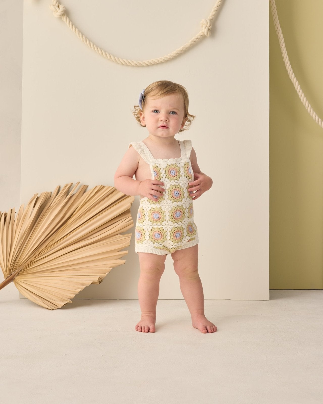 Rylee + Cru Crochet Romper, Citron Daisy Check - Flying Ryno