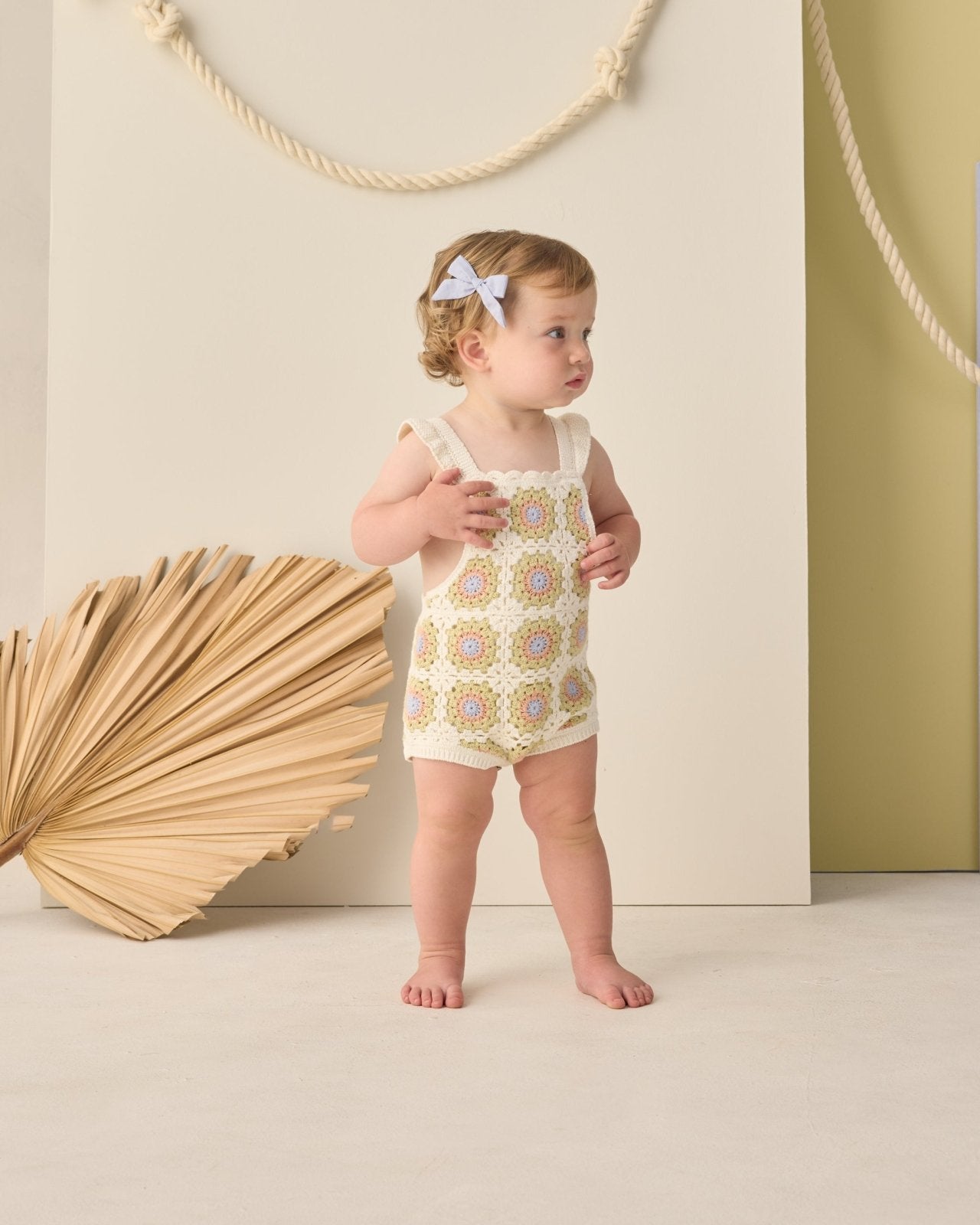 Rylee + Cru Crochet Romper, Citron Daisy Check - Flying Ryno