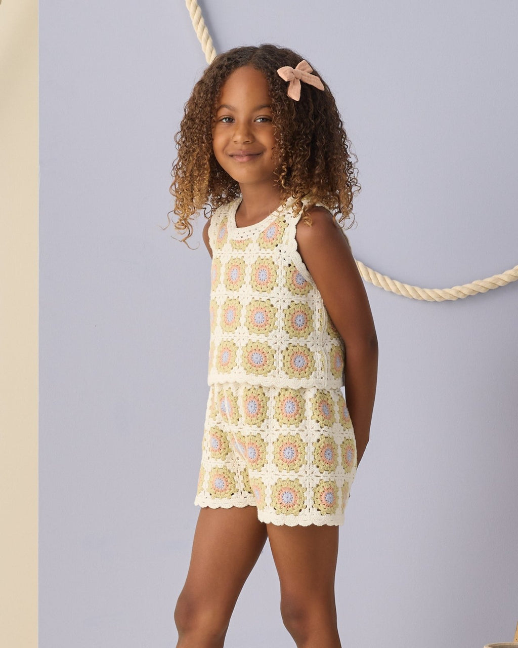 Rylee + Cru Crochet Tank Set, Citron Daisy Check - Flying Ryno