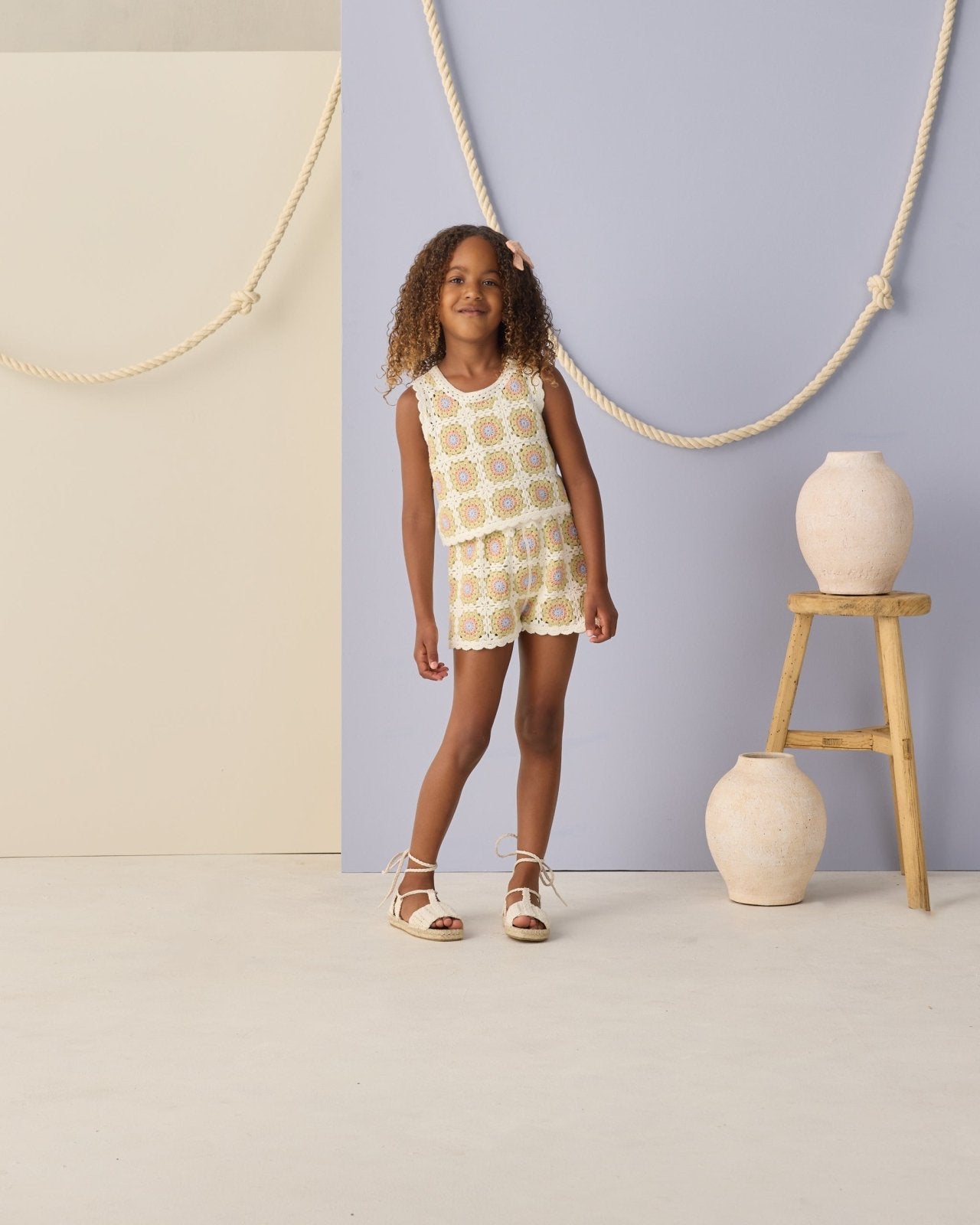 Rylee + Cru Crochet Tank Set, Citron Daisy Check - Flying Ryno