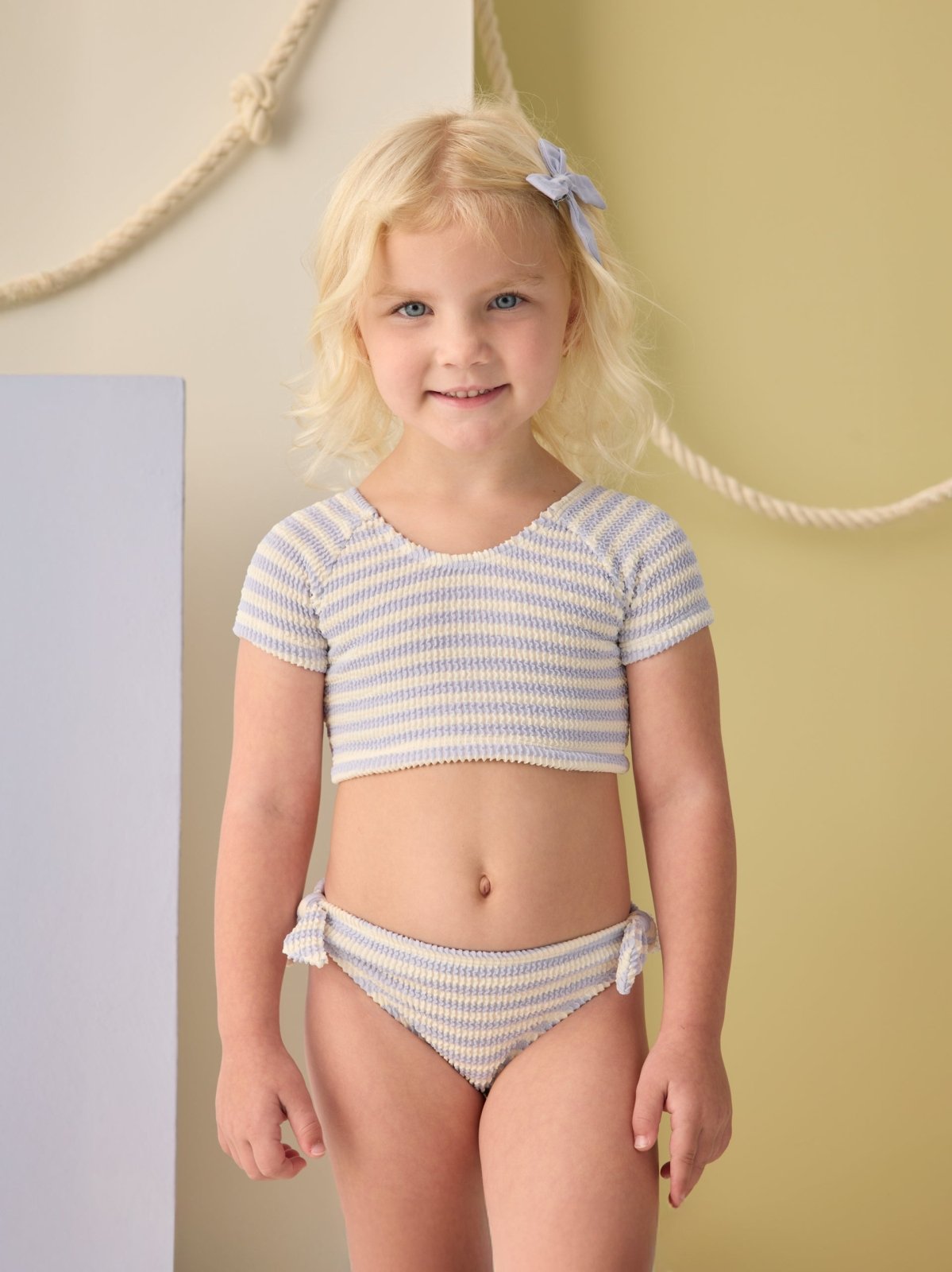 Rylee + Cru Cropped Rahsguard Set, Periwinkle Stripe - Flying Ryno