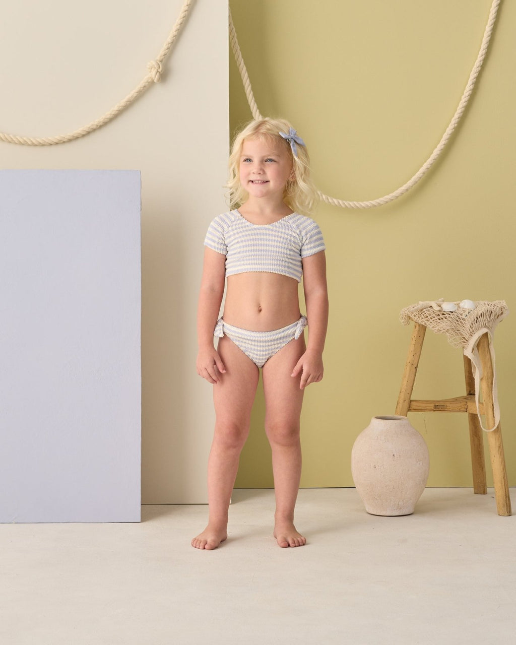 Rylee + Cru Cropped Rahsguard Set, Periwinkle Stripe - Flying Ryno