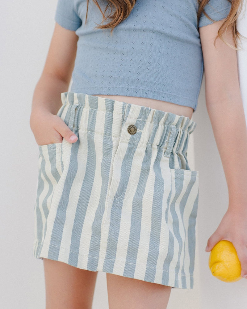 Rylee + Cru Denim Mini Skirt, Ocean Stripe - Flying Ryno