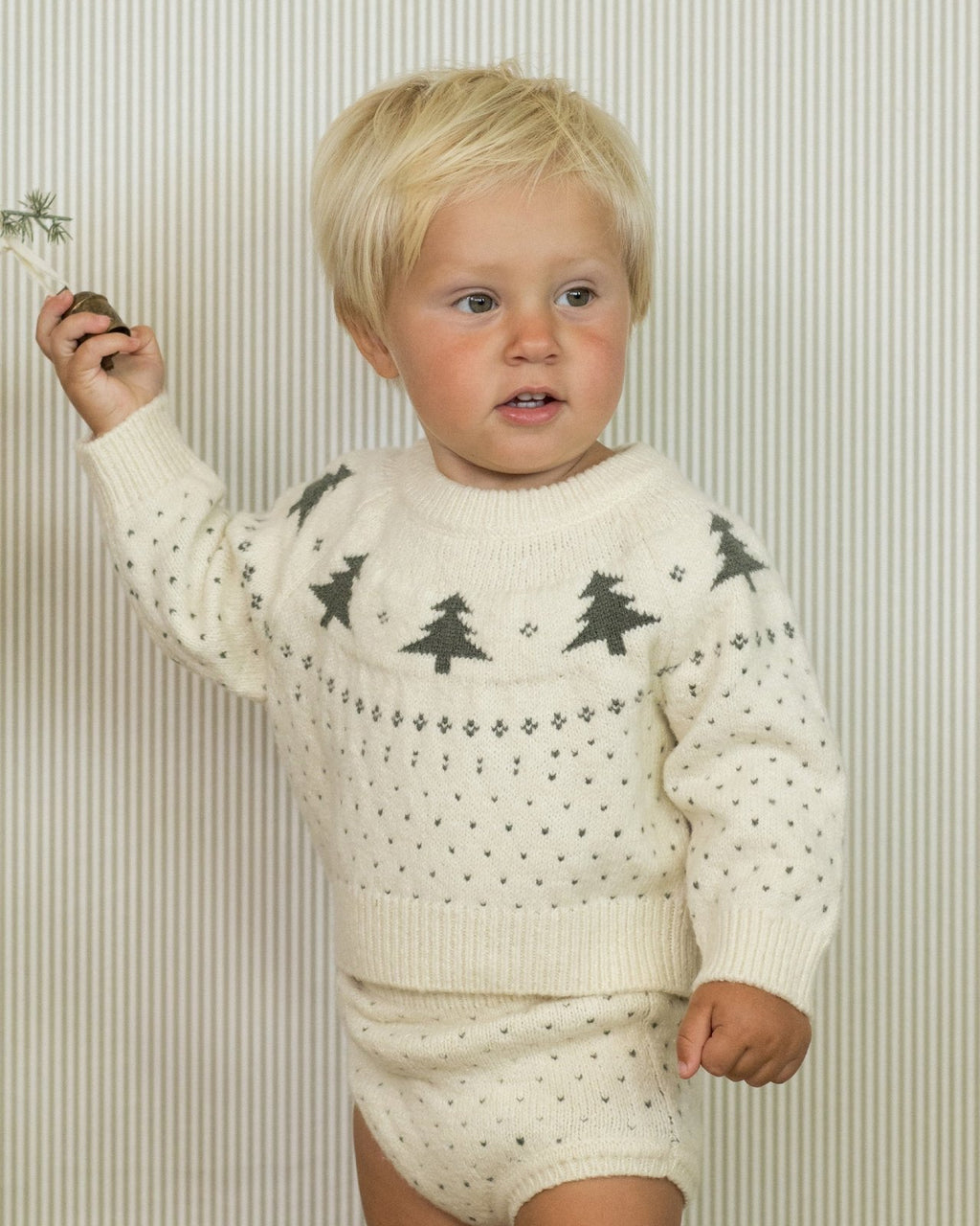Rylee + Cru Fair Isle Sweater + Knit Bloomer Set, Trees - Flying Ryno