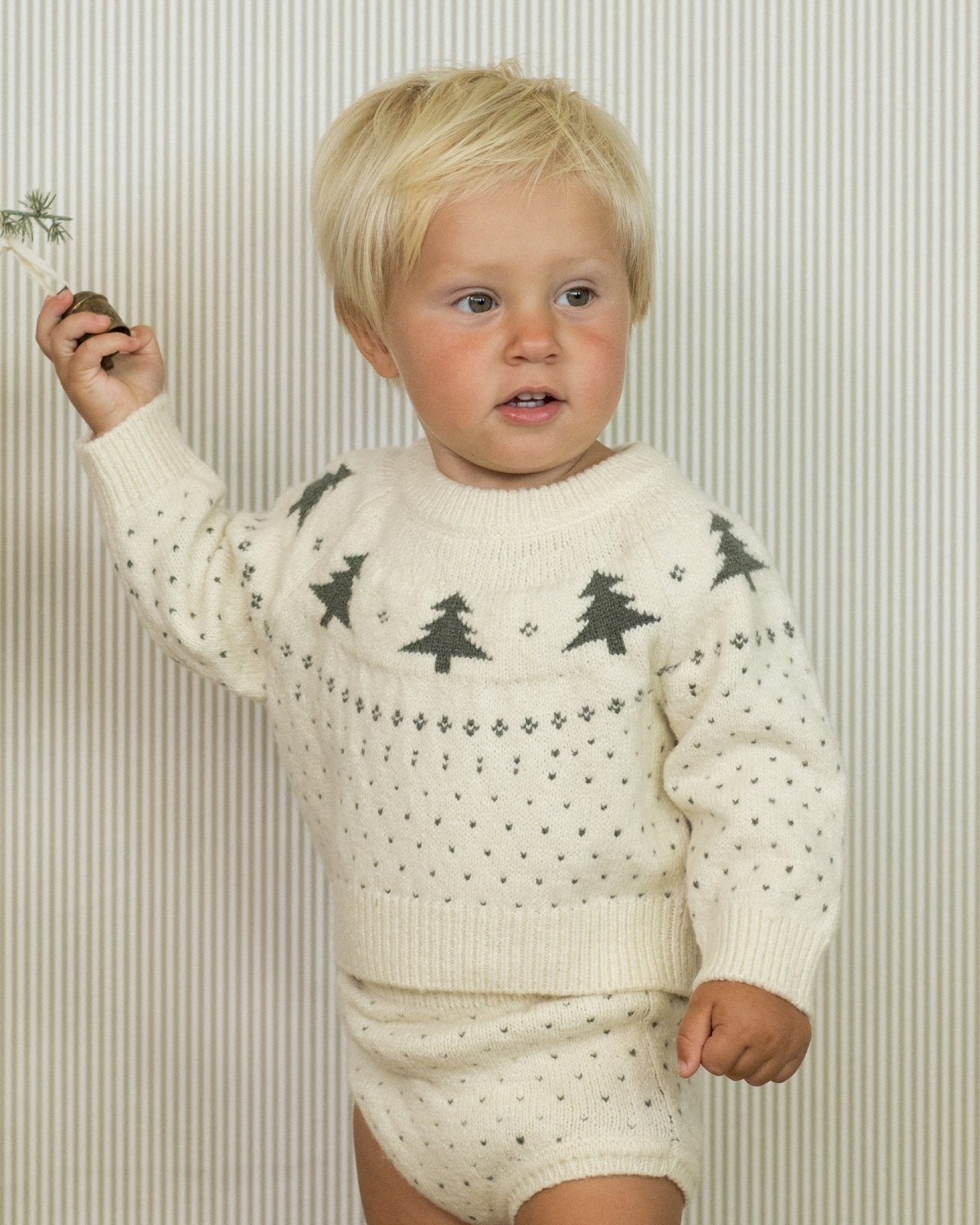 Rylee + Cru Fair Isle Sweater + Knit Bloomer Set, Trees - Flying Ryno