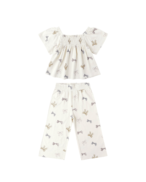 Rylee + Cru Kate Top and Wide Leg Pant Set, Bows - Flying Ryno