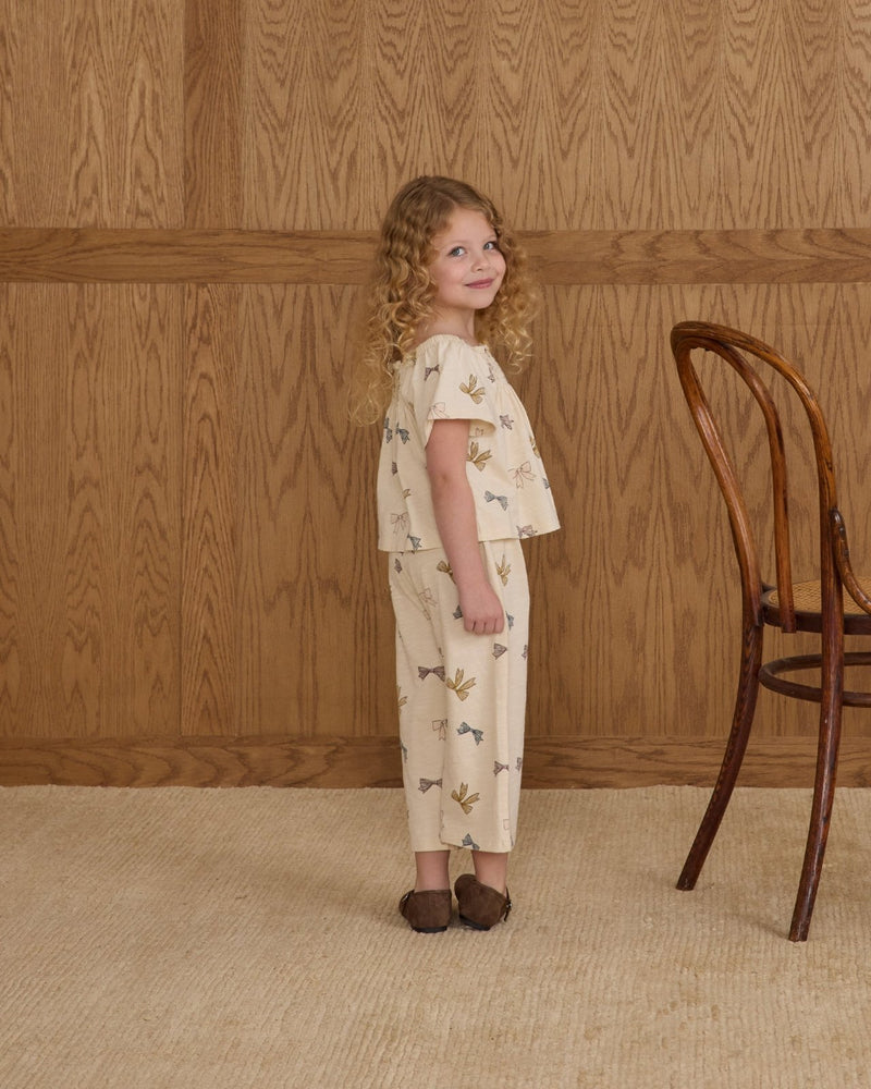 Rylee + Cru Kate Top and Wide Leg Pant Set, Bows - Flying Ryno