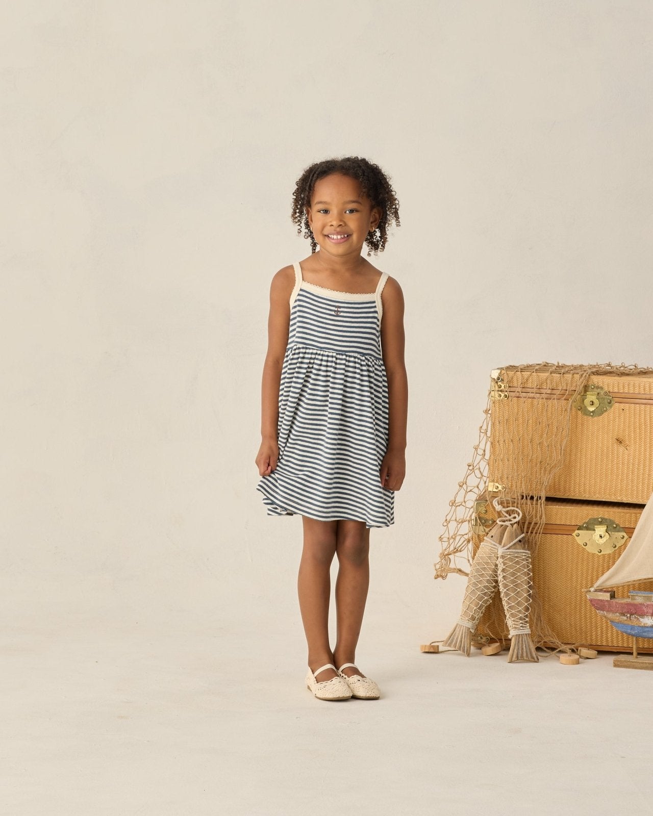 Rylee + Cru Lea Dress, Navy Stripe - Flying Ryno