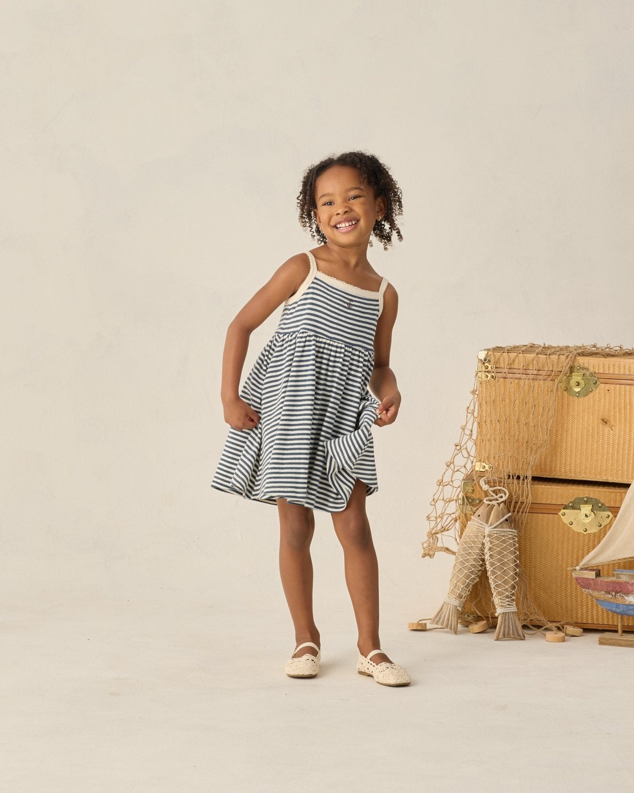 Rylee + Cru Lea Dress, Navy Stripe - Flying Ryno