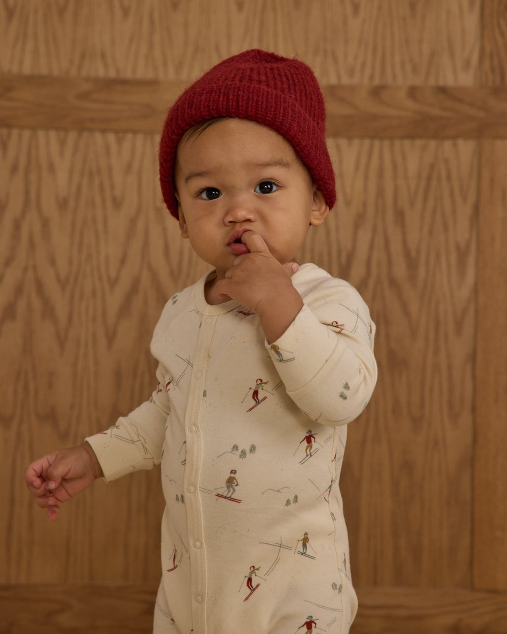 Rylee + Cru Organic Long John Pajamas, Skiers - Flying Ryno