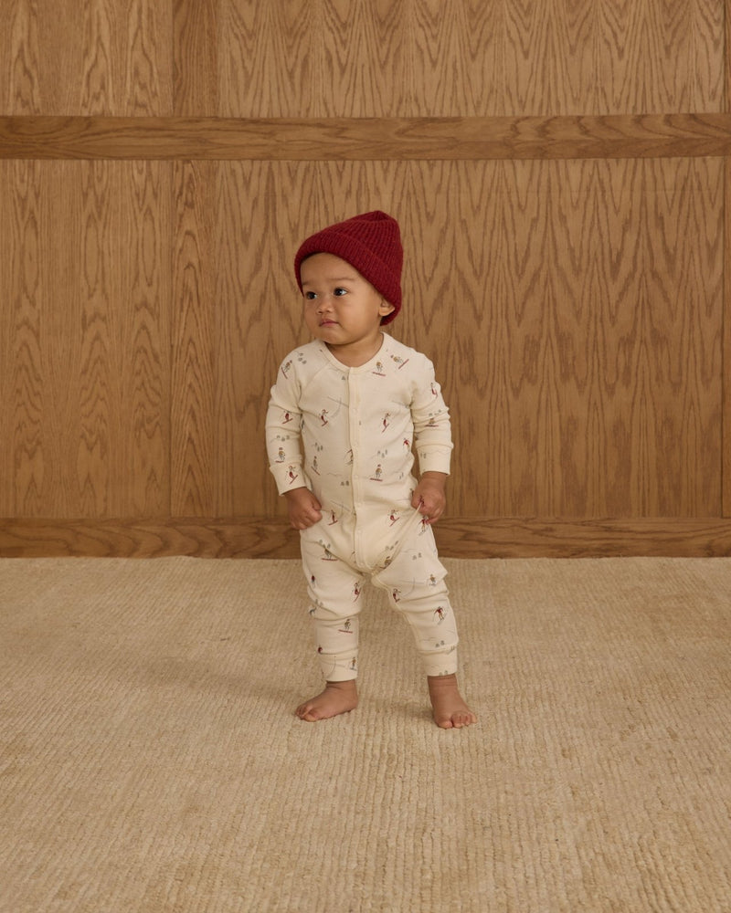 Rylee + Cru Organic Long John Pajamas, Skiers - Flying Ryno