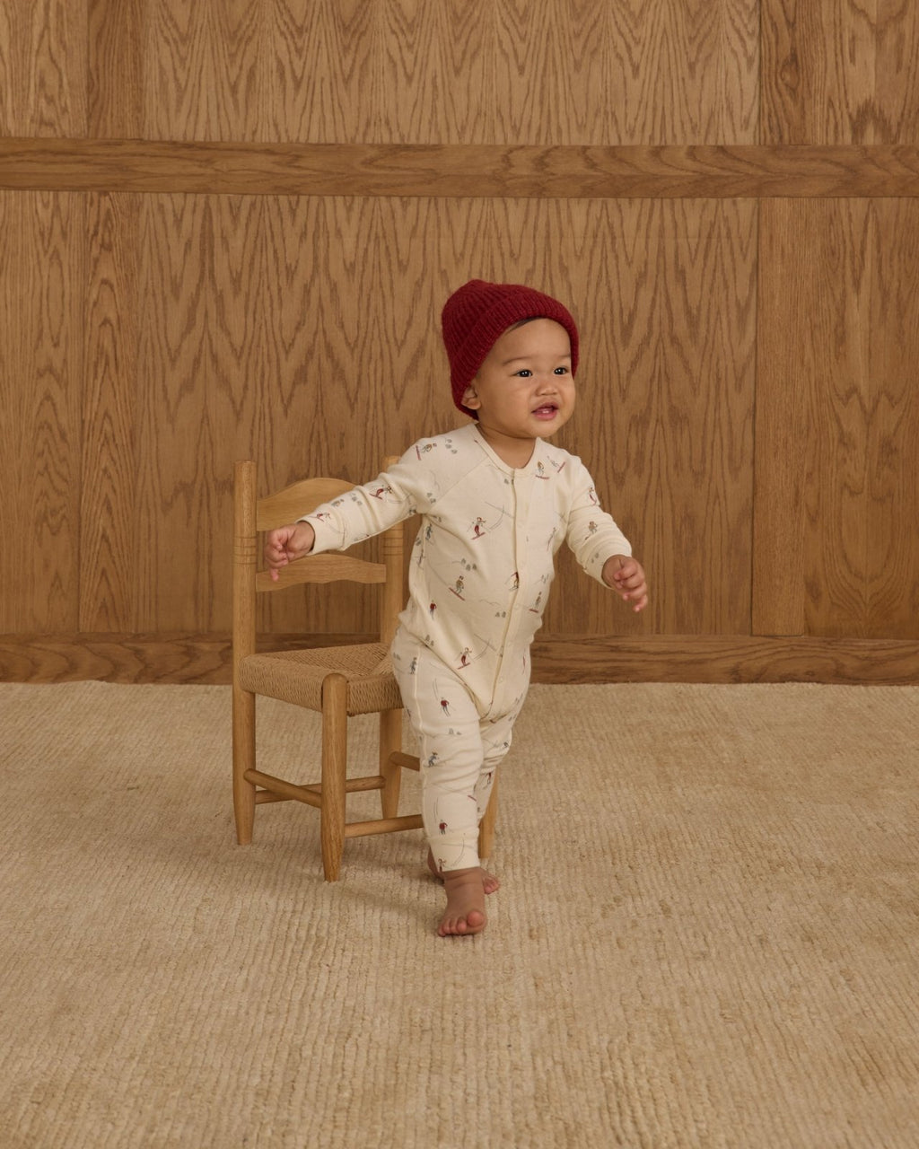 Rylee + Cru Organic Long John Pajamas, Skiers - Flying Ryno
