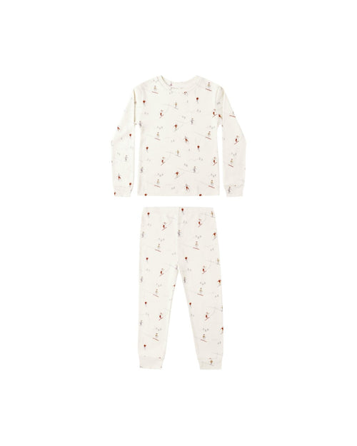 Rylee + Cru Organic Long Sleeve Pajama Set, Skiers - Flying Ryno