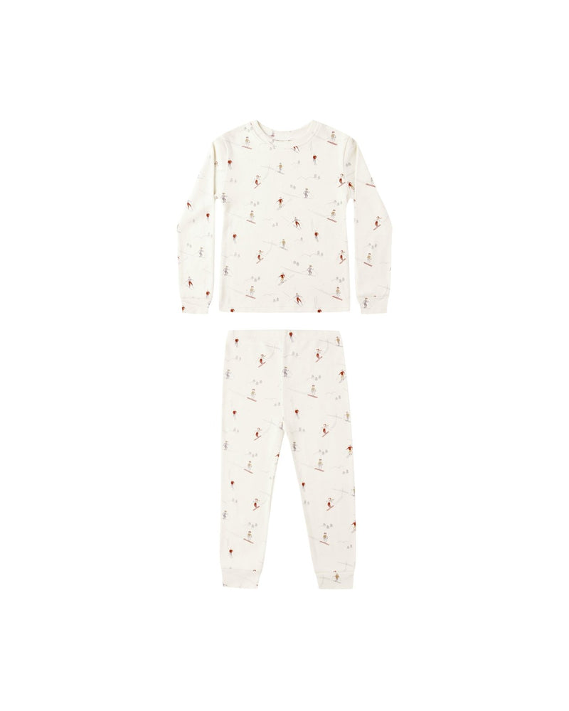 Rylee + Cru Organic Long Sleeve Pajama Set, Skiers - Flying Ryno