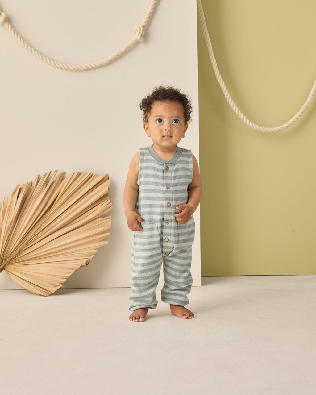 Rylee + Cru Summer Waffle Jumpsuit, Sea Green - Flying Ryno