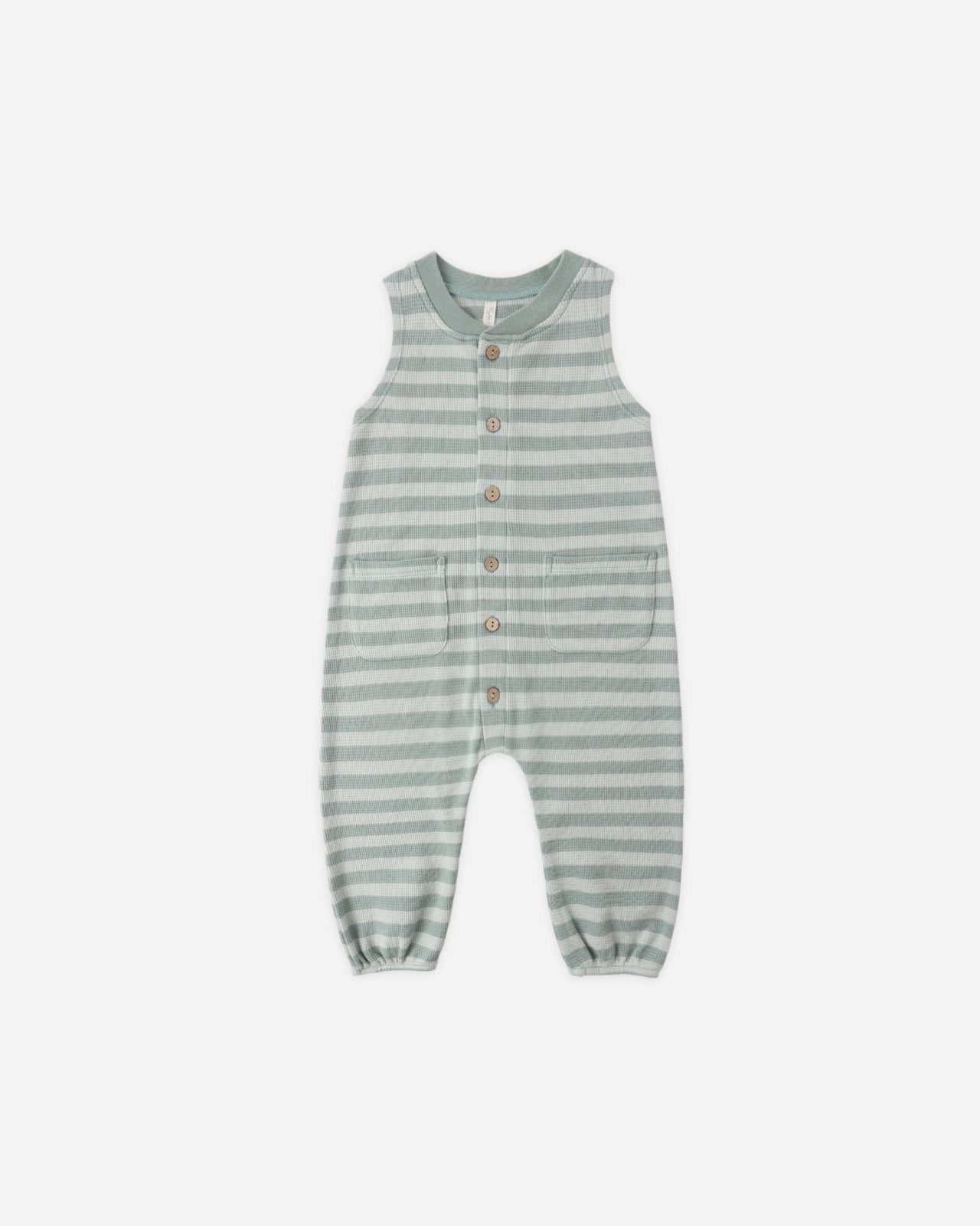 Rylee + Cru Summer Waffle Jumpsuit, Sea Green - Flying Ryno