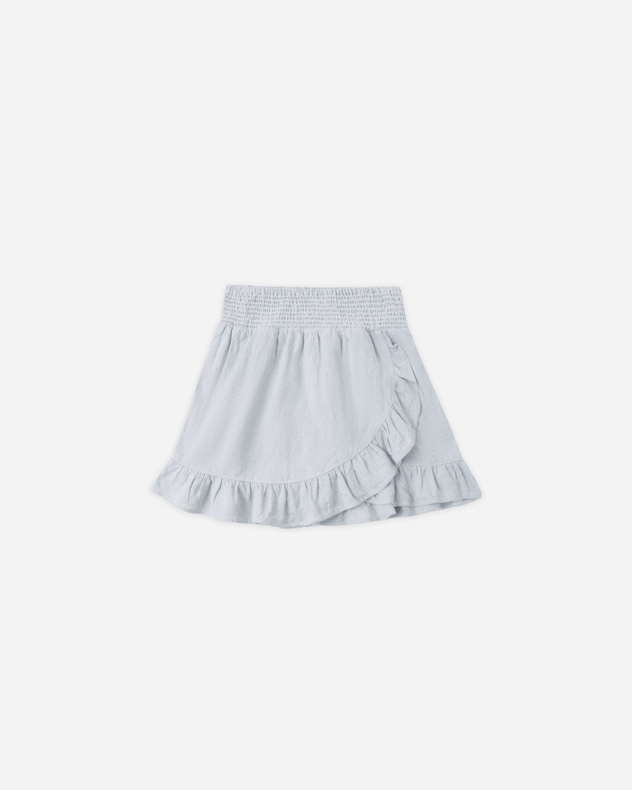 Rylee + Cru Wrap Ruffle Skirt, Heathered Light Blue - Flying Ryno