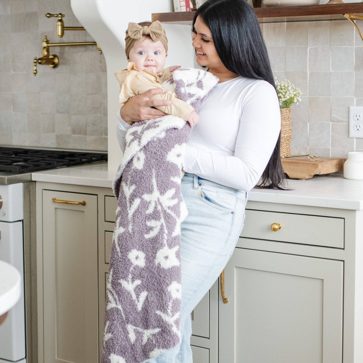Saranoni Double-Layer Bamboni® Receiving Blanket, Pansy - Flying Ryno
