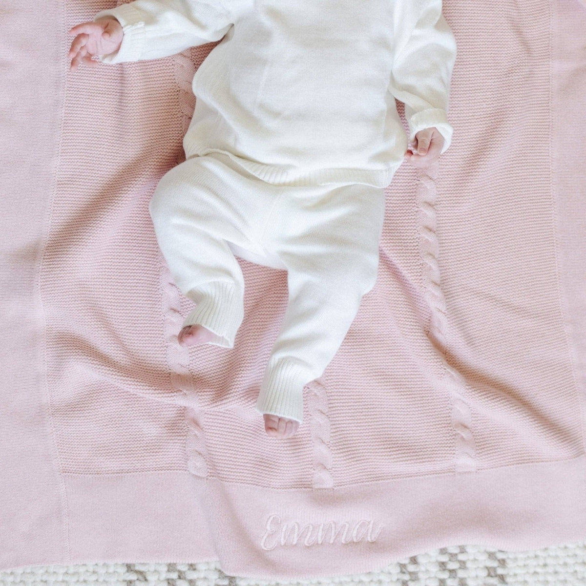 Saranoni Heirloom Cotton Knit Receiving Blanket, Pink - Flying Ryno