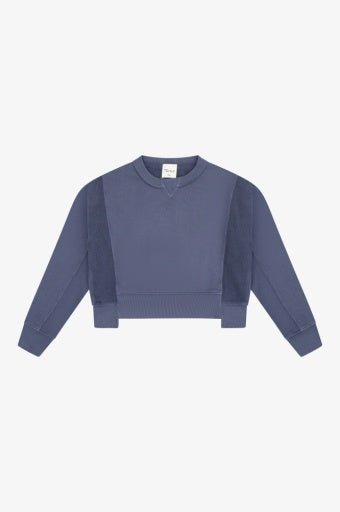 TENLY Cotton Fleece Reverse Insert Sweater, Indigo Storm - Flying Ryno